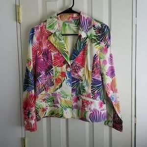 CHICO'S Rainbow Multi Color Abstract Floral Blazer